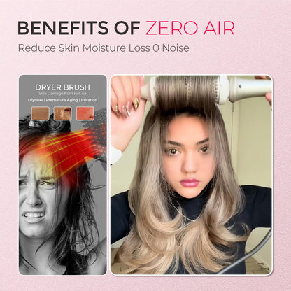 Full product view of the premium thermal blowout volumizer brush demonstrating its sleek lightweight design for travel.