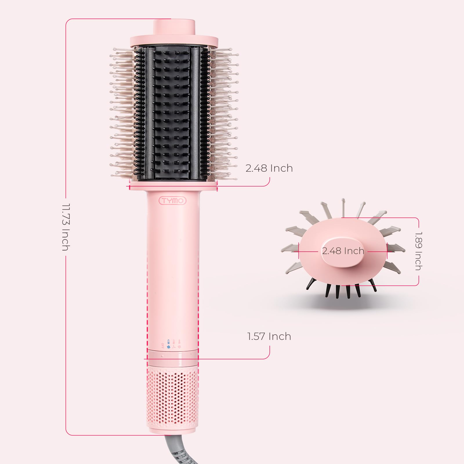 TYMO imported hair styling tool being held to display its lightweight compact form factor.