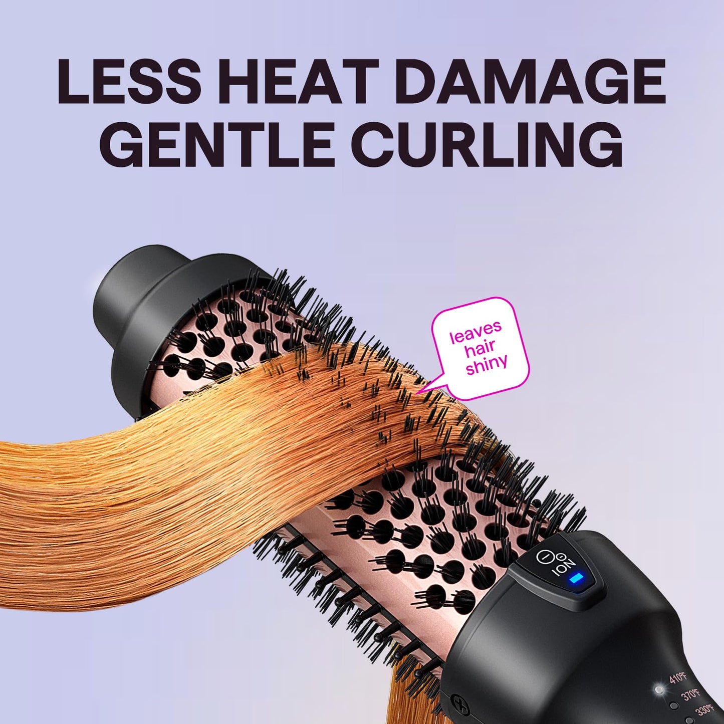 Wavytalk styling brush highlighting the tourmaline ceramic barrel engineered for even heat distribution.