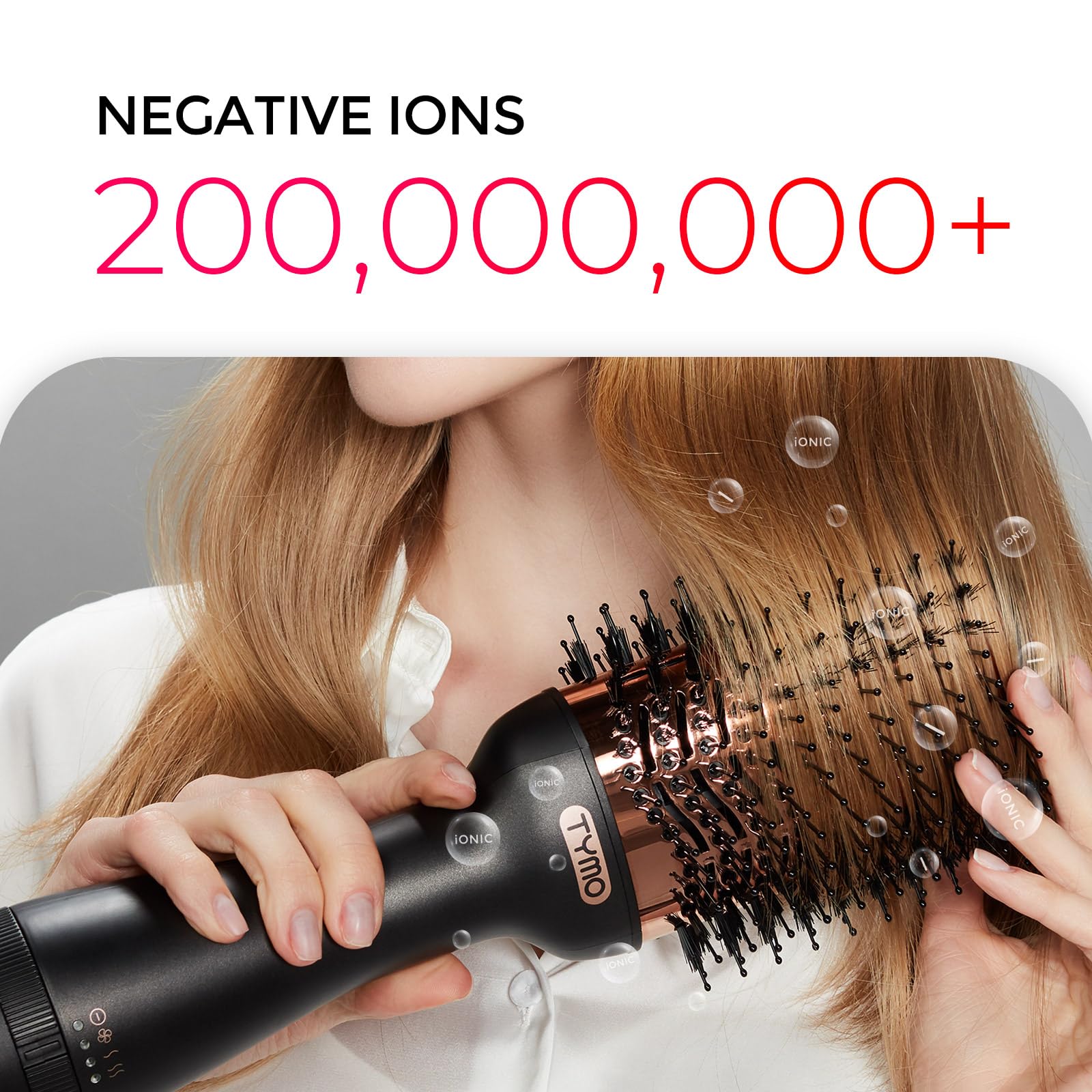 The bottom adjustable temperature control knob ring on the gold TYMO styling tool.