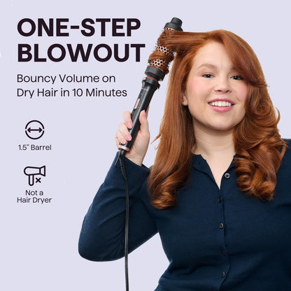 Wavytalk heated round brush showcasing the detachable head mechanism separated from the handle.