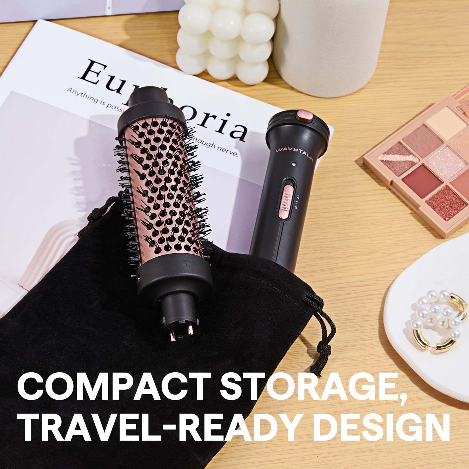Wavytalk travel hair styler packaging view highlighting the dual voltage specifications.