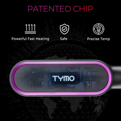 TYMO Ring anti scald hair brush being used on textured hair for a smooth blowout look.