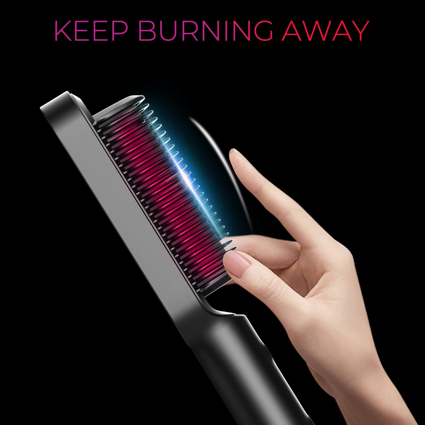 TYMO dual voltage hair iron brush showing the universal power cord attachment.
