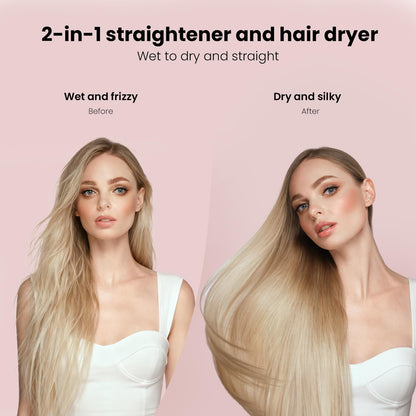 SUPGALIY pure gold hair dryer and straightener combo showing the ergonomic handle and power button