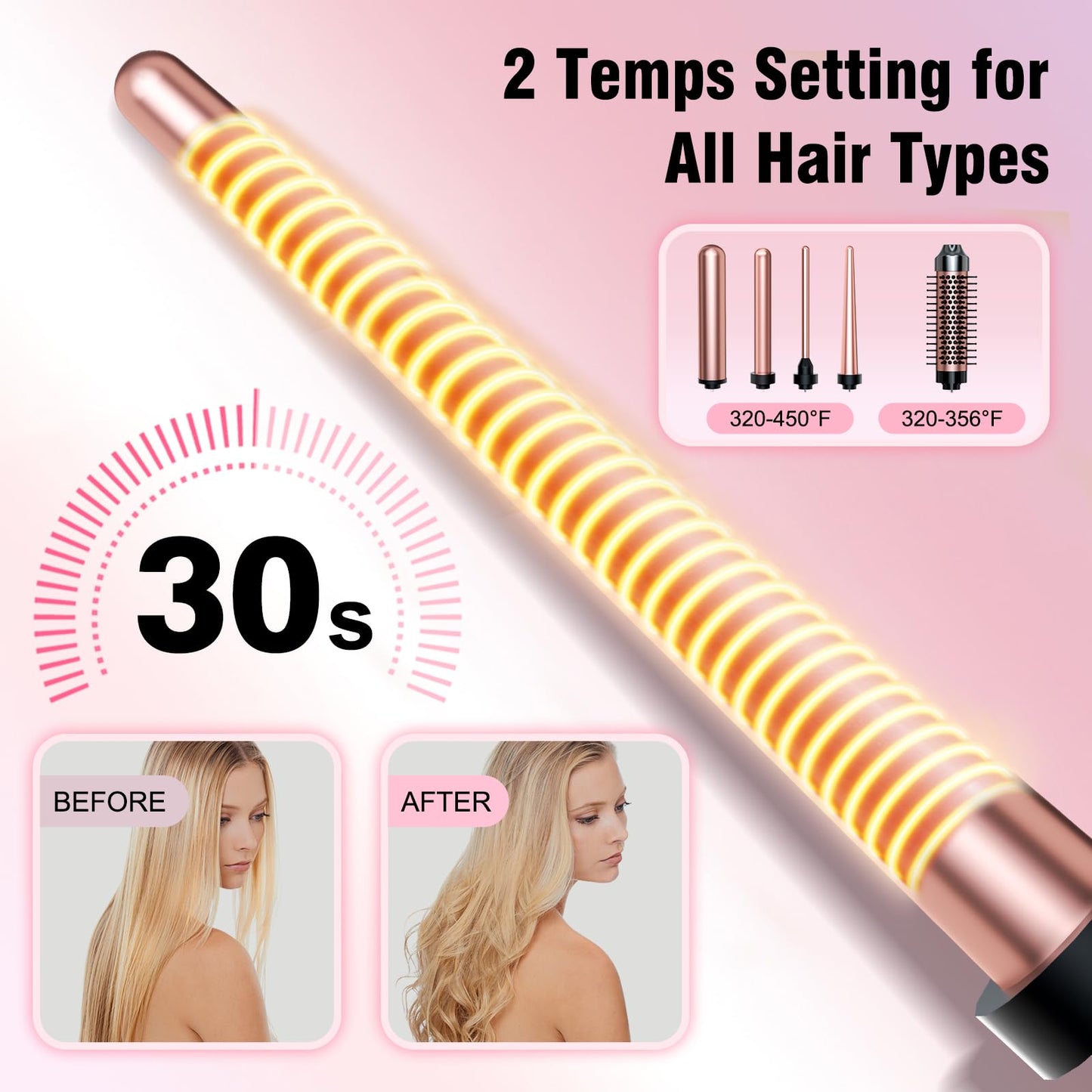 Bo'laiya tourmaline ceramic tapered barrel attachment designed for creating loose beach waves.