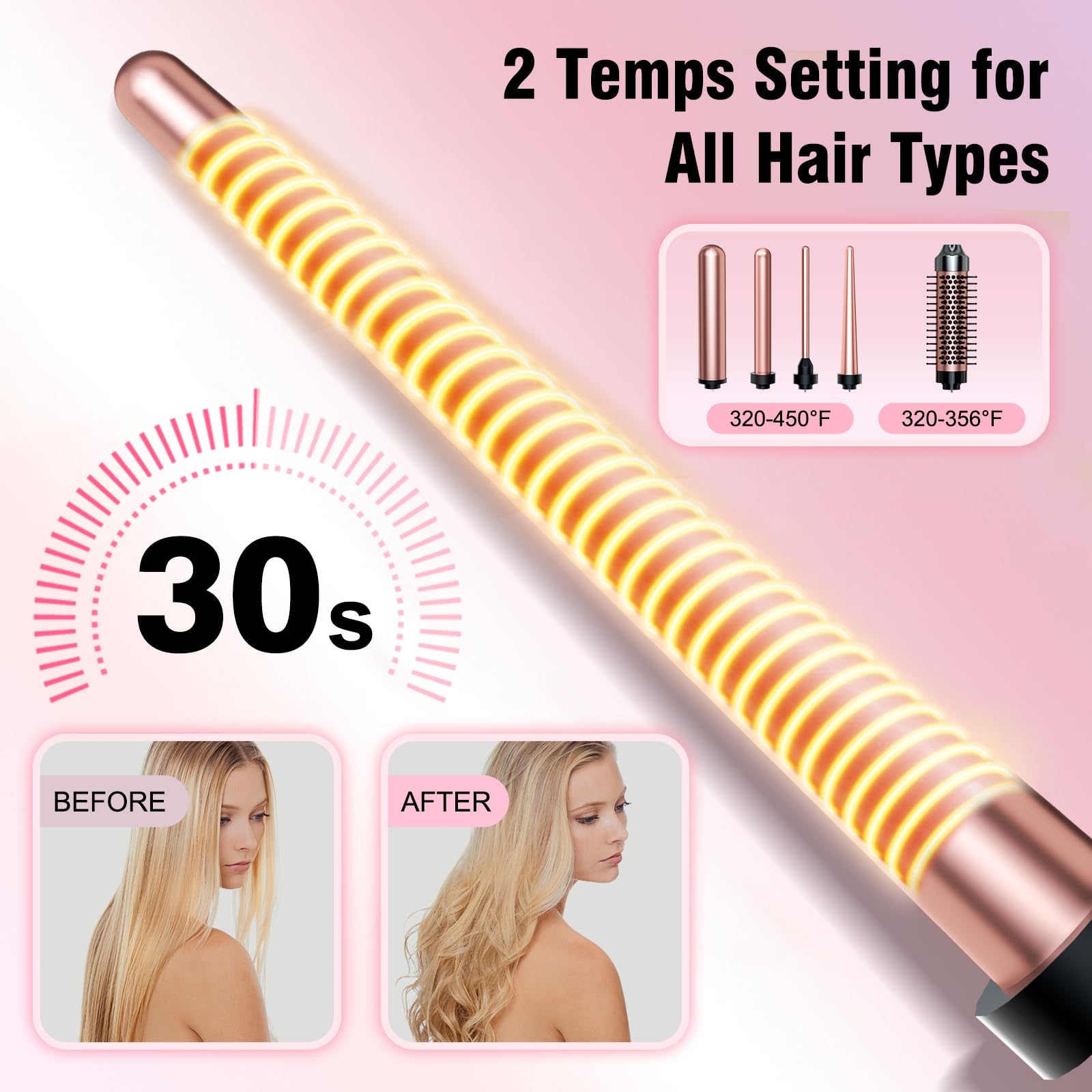 Bo'laiya tourmaline ceramic tapered barrel attachment designed for creating loose beach waves.
