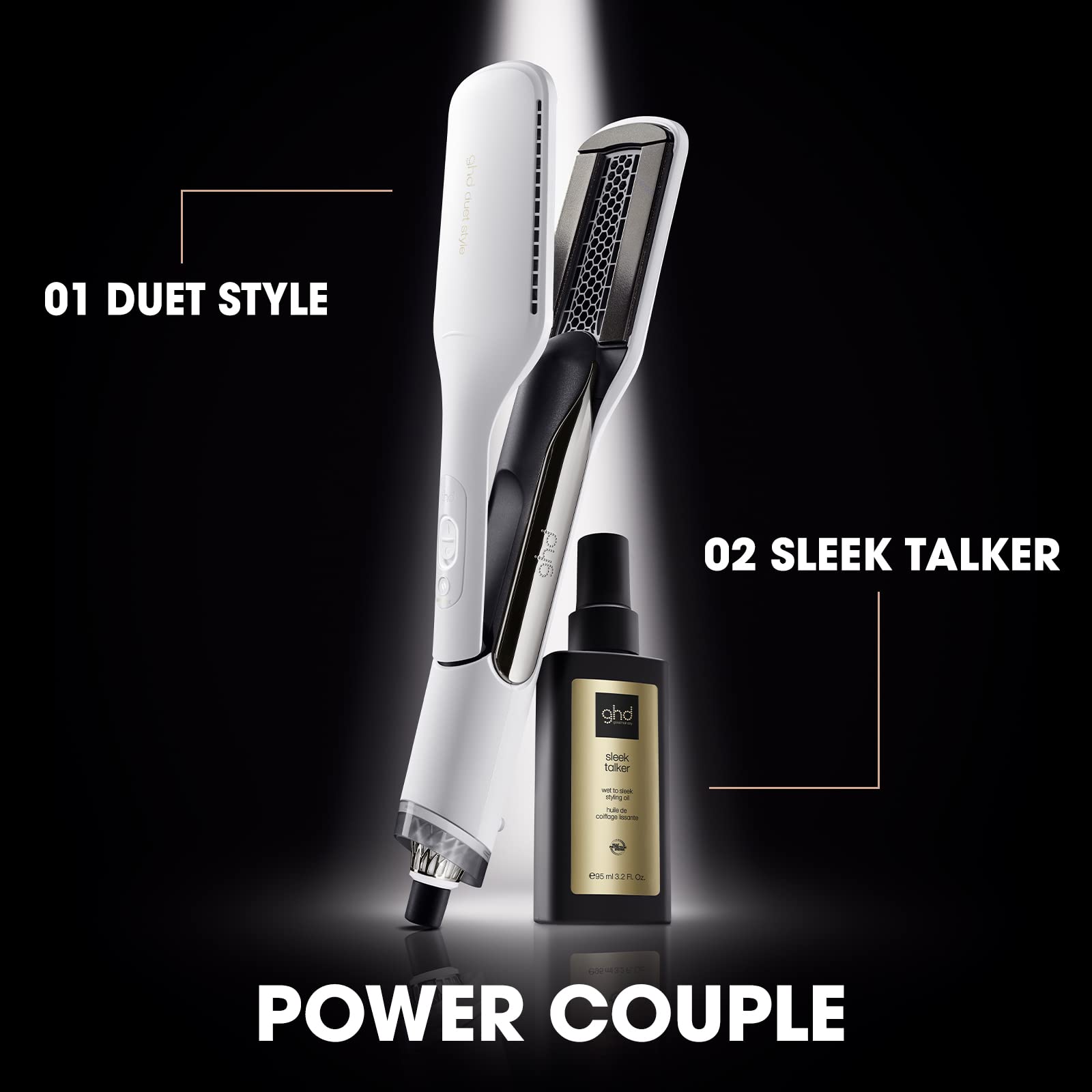 Ghd wet to dry hair straightener on a vanity table