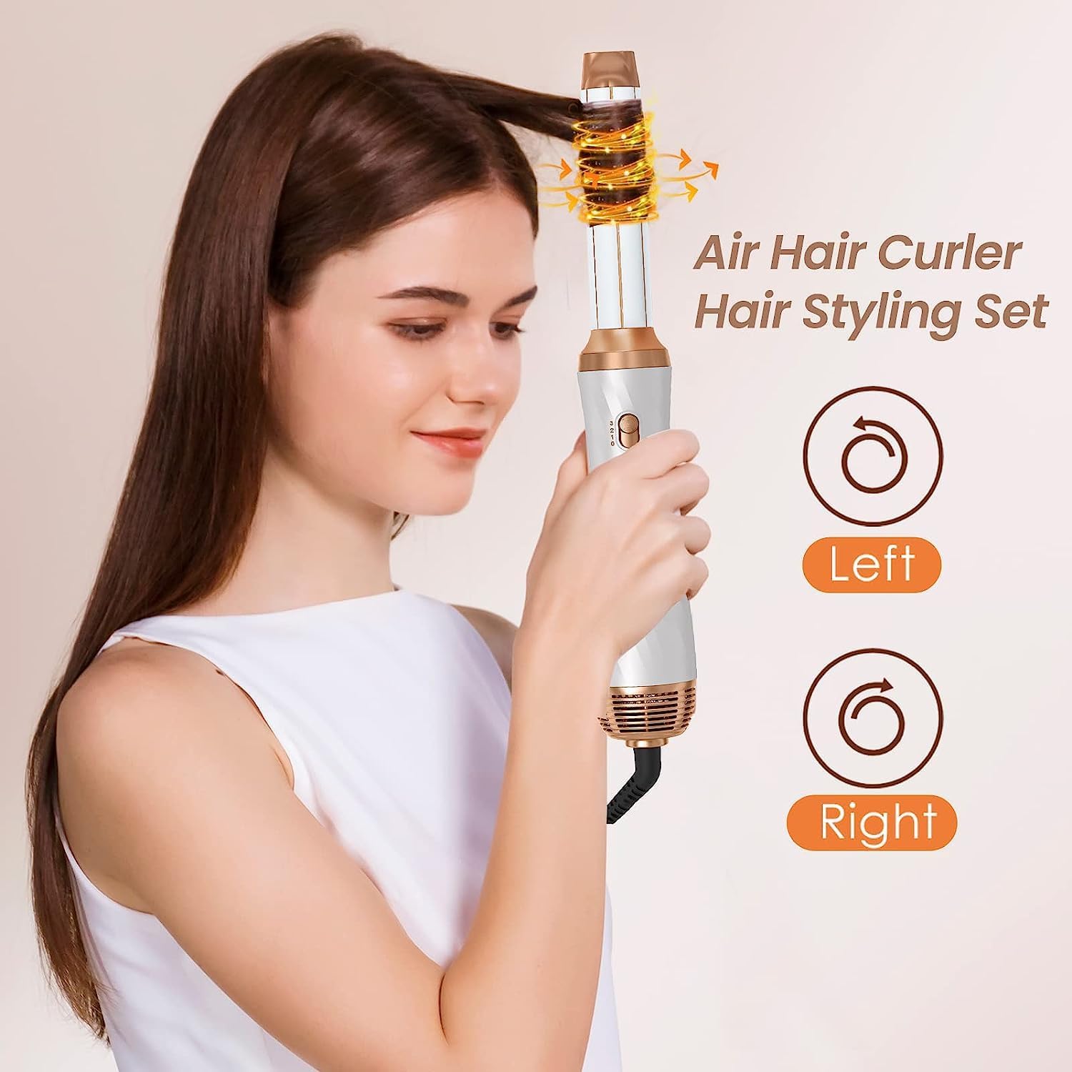 Yitrust detachable hot air styler handle showing the temperature control switch close up.