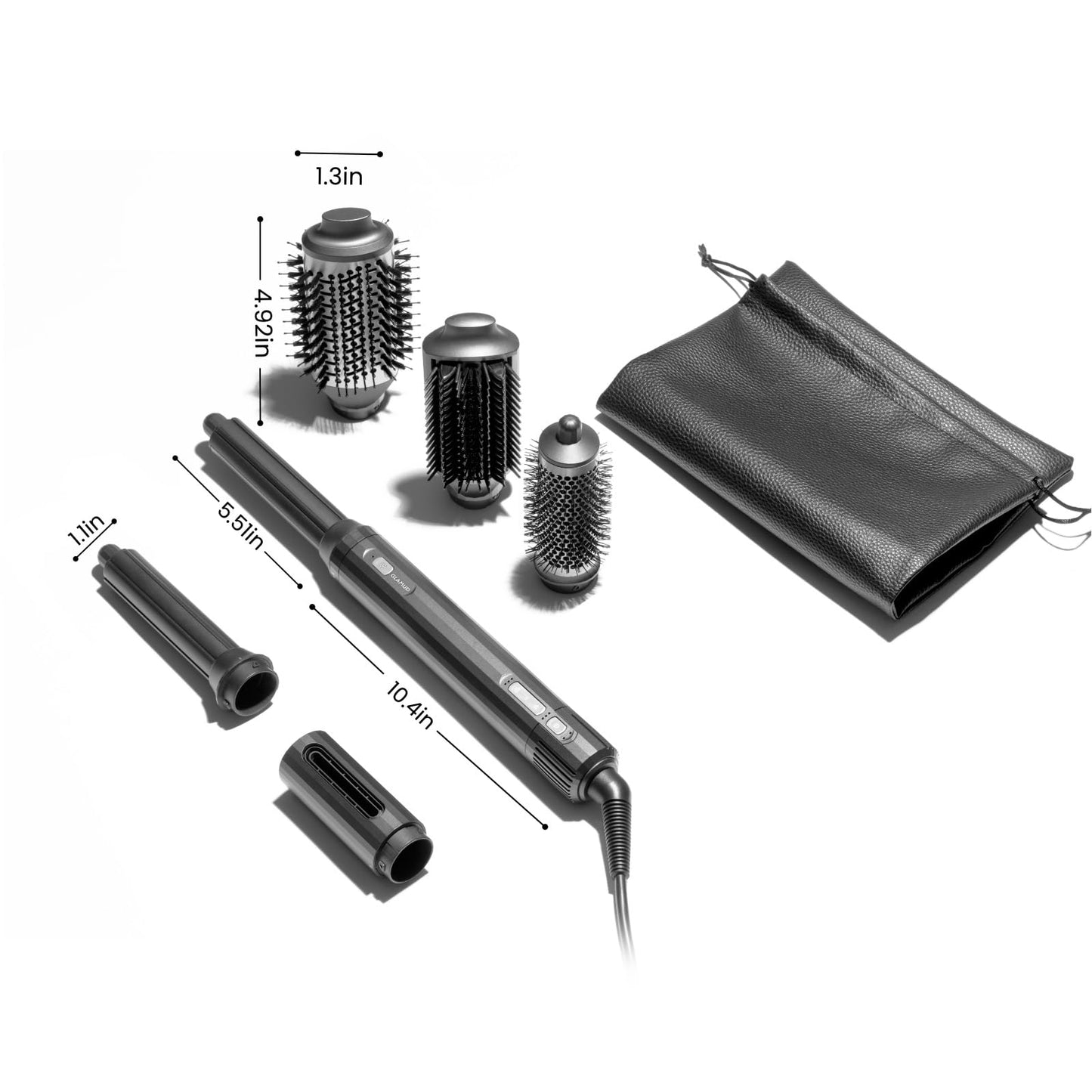 GLAMUP hair styling gift set completely packed inside its protective premium travel bag.