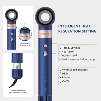 Miracomb hot air brush round volumizing tool showing the heat-resistant bristles and ceramic barrel.