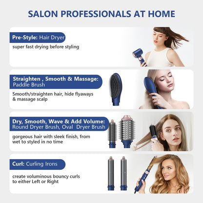 Full packaging view of the imported Miracomb professional six in one hair multi-styler kit.
