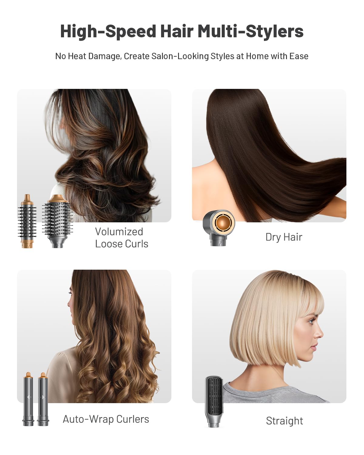 HITTIONA multi-styler kit displayed with all six interchangeable styling attachments.