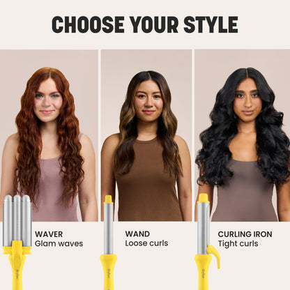 Drybar 1.25 inch classic curling iron attachment connected to the main styling handle