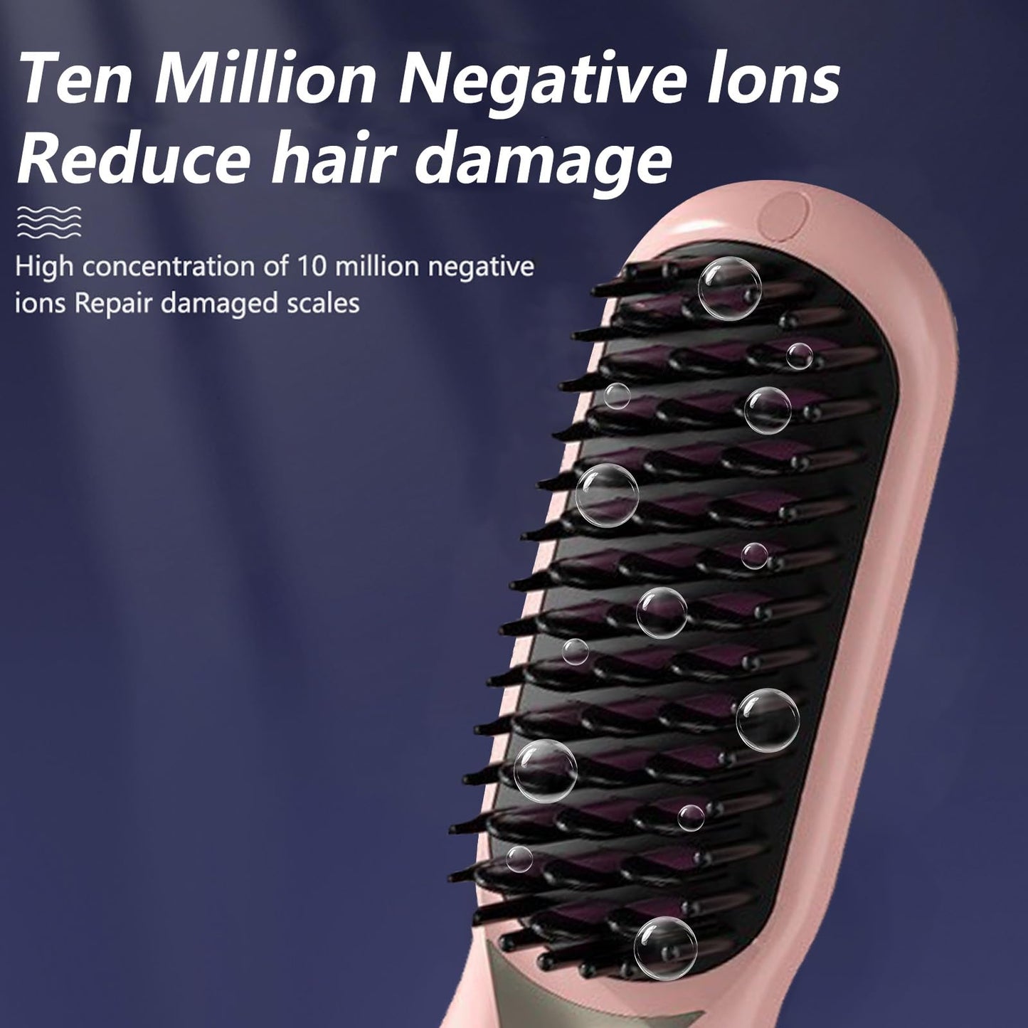 Compact travel ready hair straightener brush placed neatly inside a travel vanity bag.