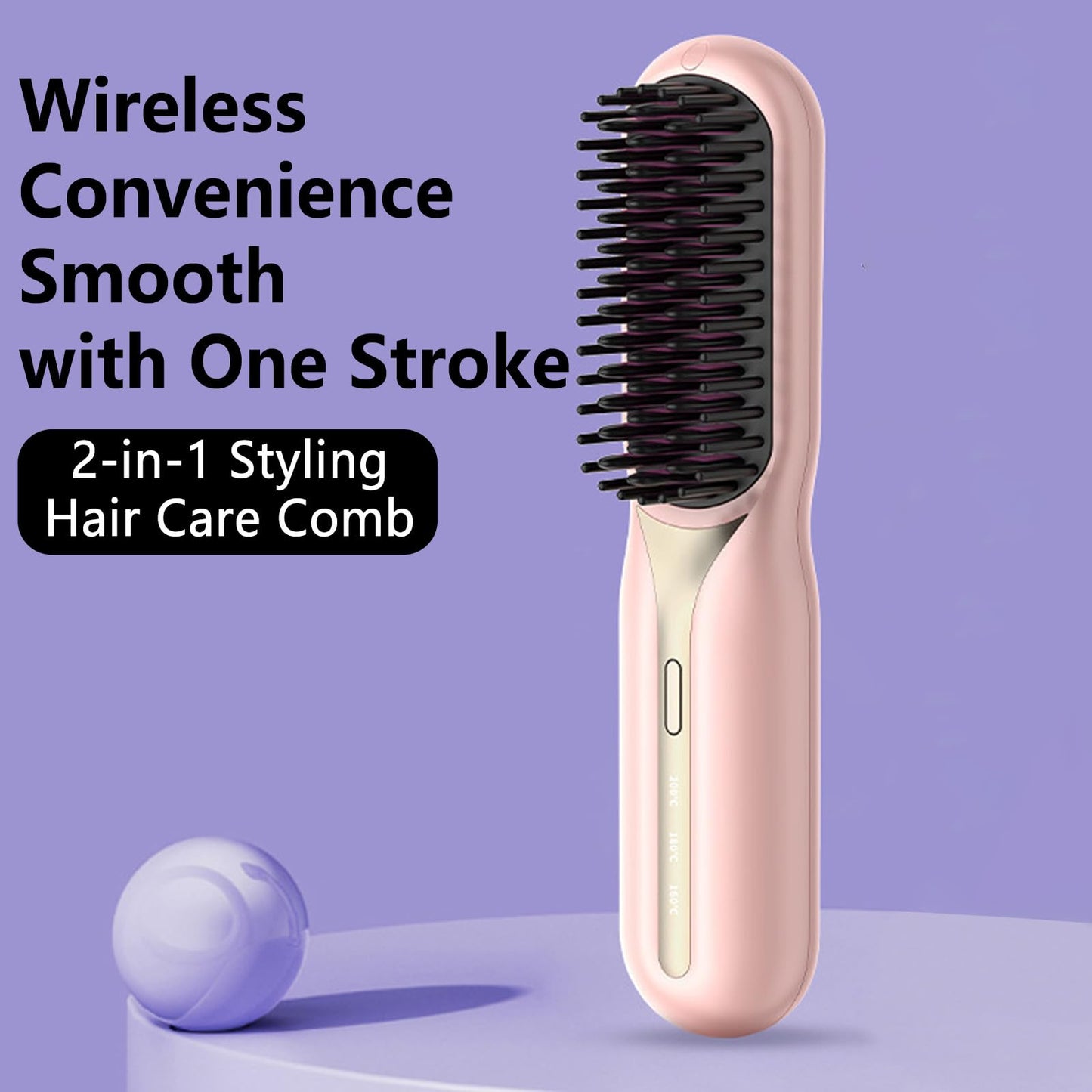 Side view of the ceramic heating elements on the 2 in 1 straightening and curling comb.
