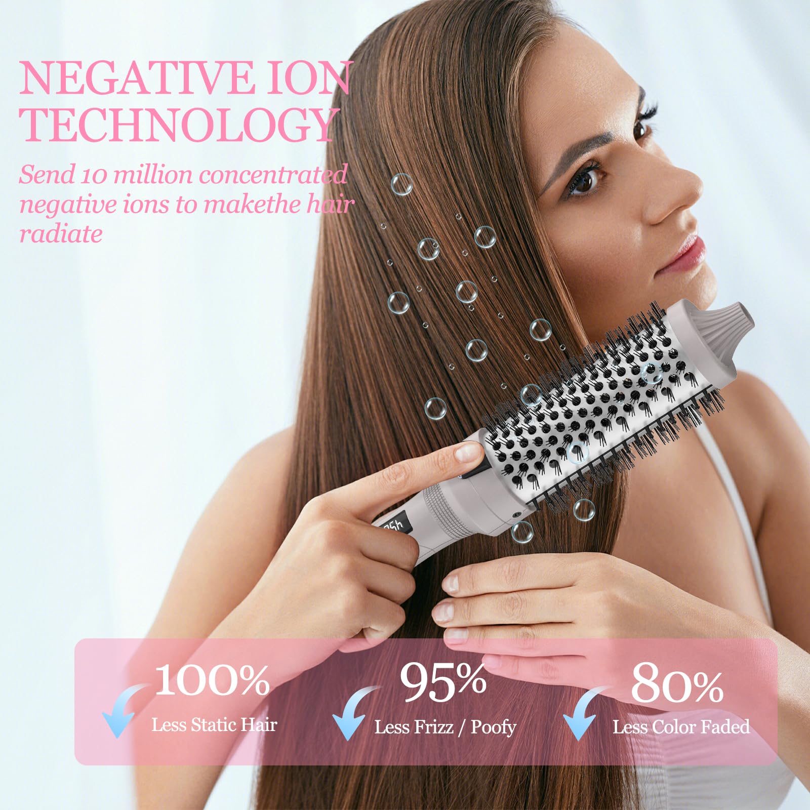 K&K hot styling volumizer tool displaying the digital LED temperature control screen