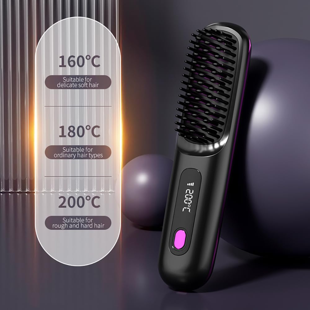 Ionic anti static straightener brush demonstrating the high density outer detangling teeth layout.