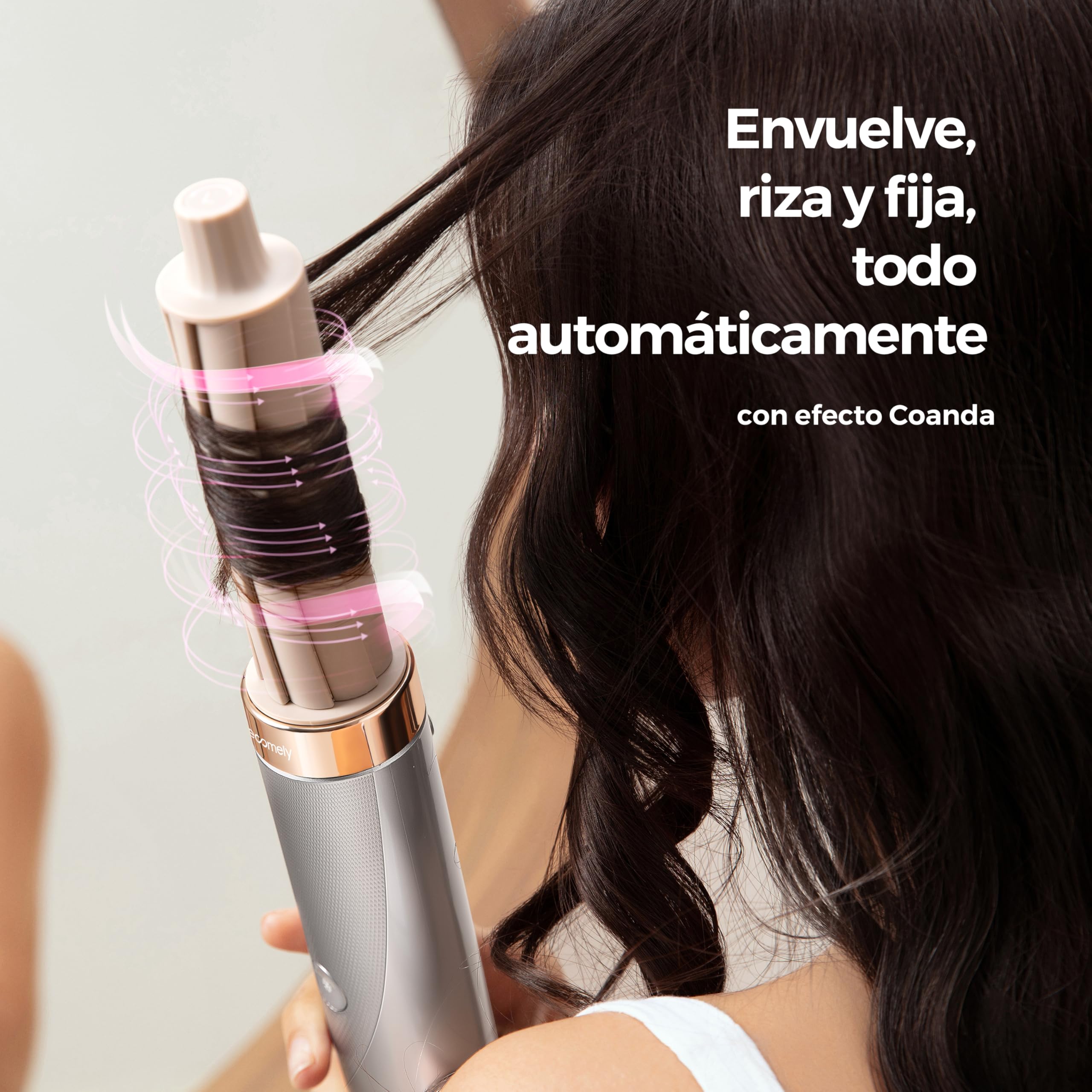 Lecomely five in one multi-styler tool displayed with all five interchangeable styling attachments.
