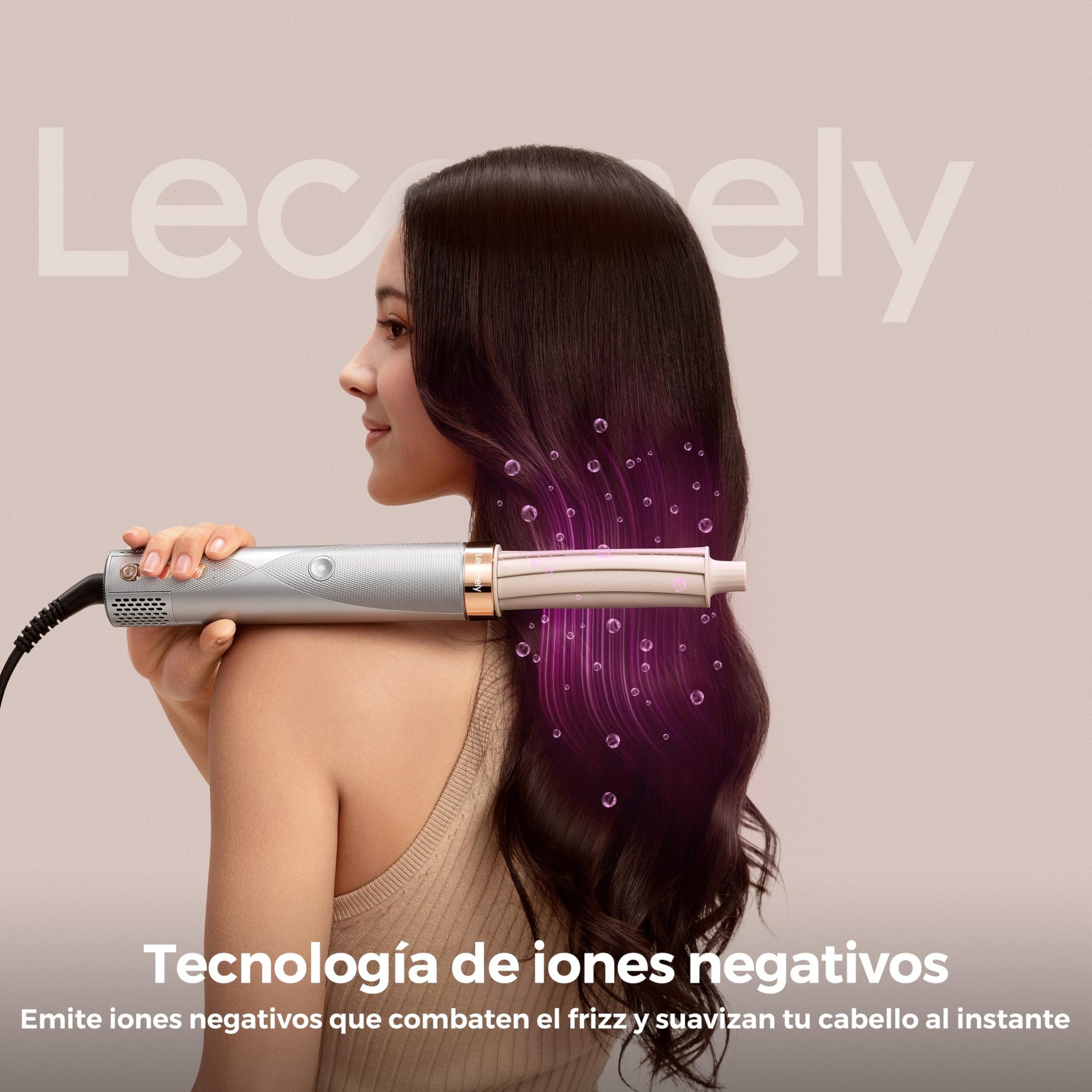 High-speed hair dryer brush attachment close up showing the ionic smoothing bristle pattern.