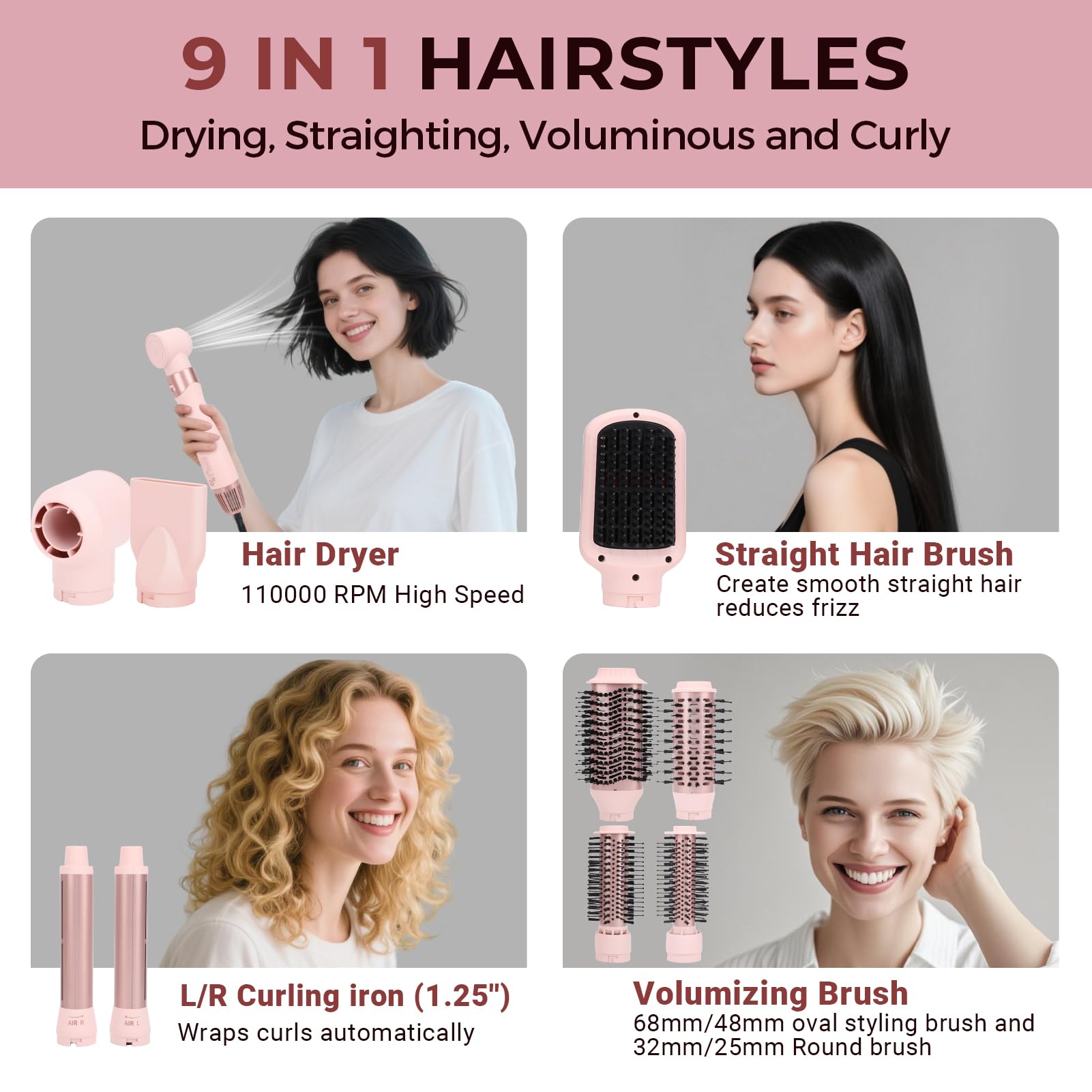Dryhsip multi hair styler showcasing the left and right automatic wrap curler attachments.