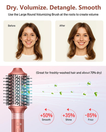 Hittiona multi styler volumizing round brush head for salon blowouts