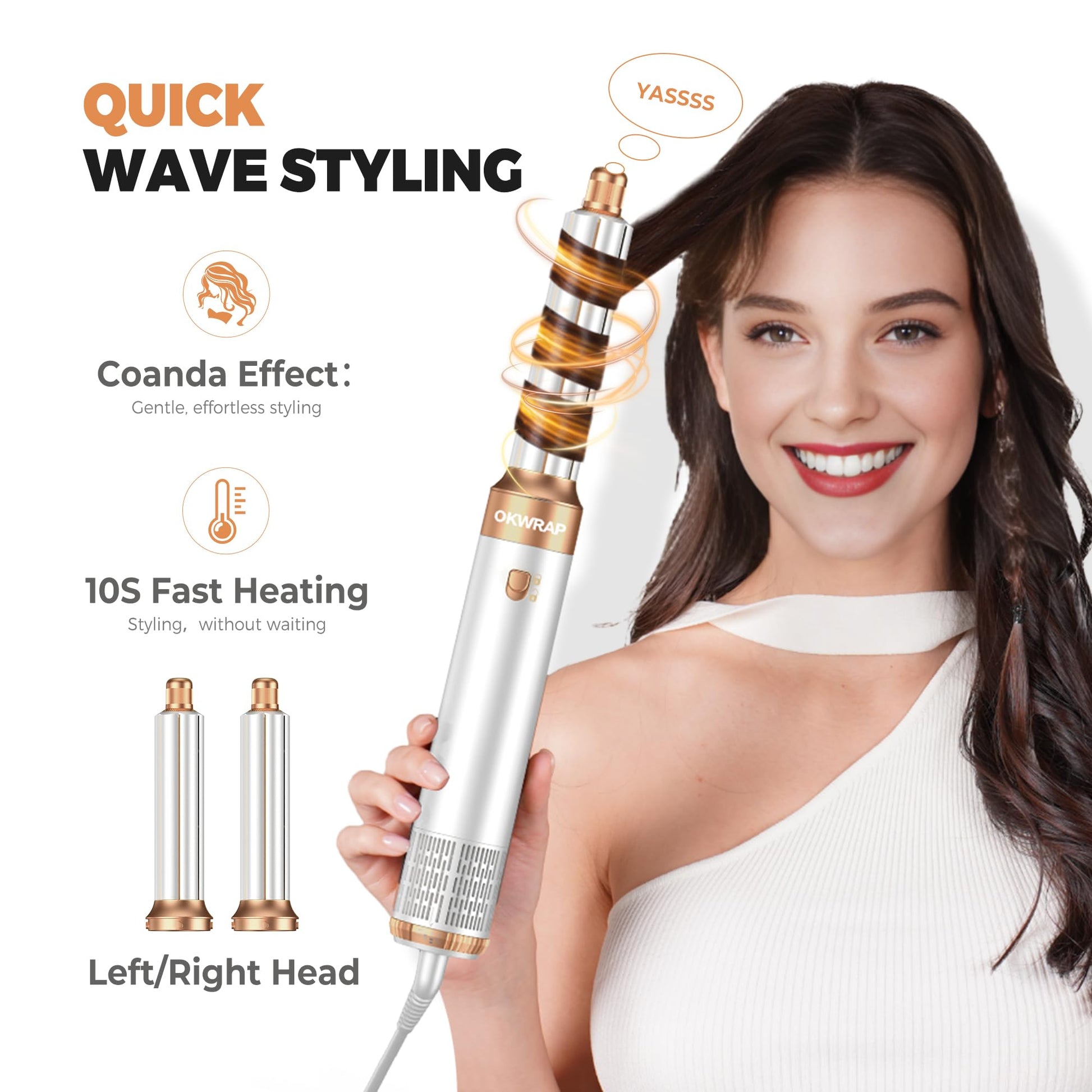 Multi hair styler airwrap attachment creating voluminous curls with airflow