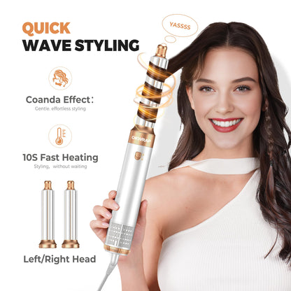 Multi hair styler airwrap attachment creating voluminous curls with airflow