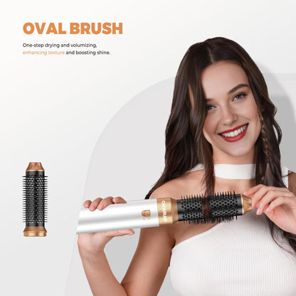Close up view of the tourmaline ceramic oval volumizing brush attachment