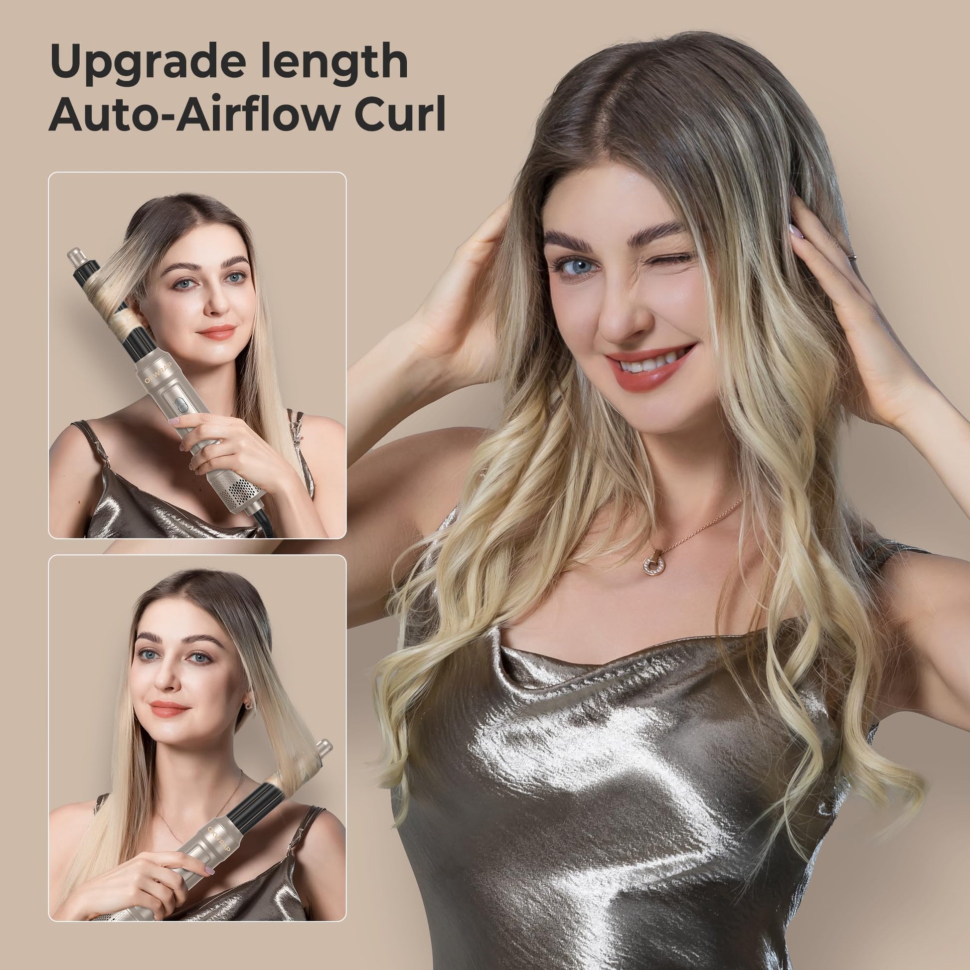 Massage oval hair dryer brush attachment with detangling bristles designed for adding root volume.