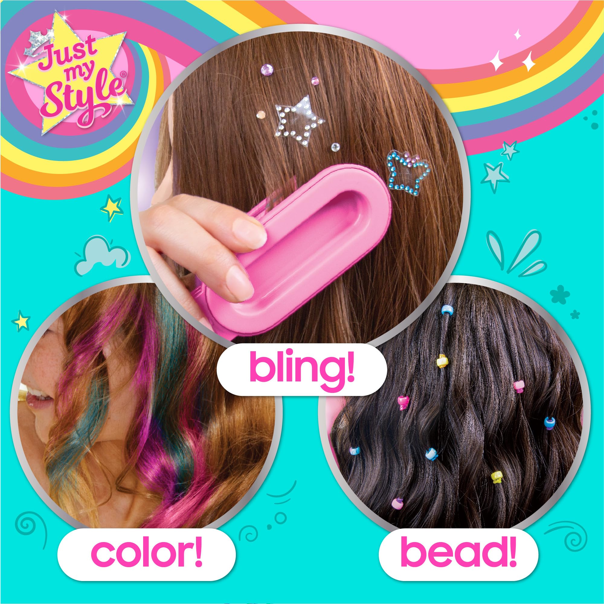 Close up of the interchangeable gemstone stamper and neon bead applicator attachments