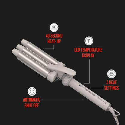 The complete Remington professional hair styling set arranged with the protective heat glove and power cord.