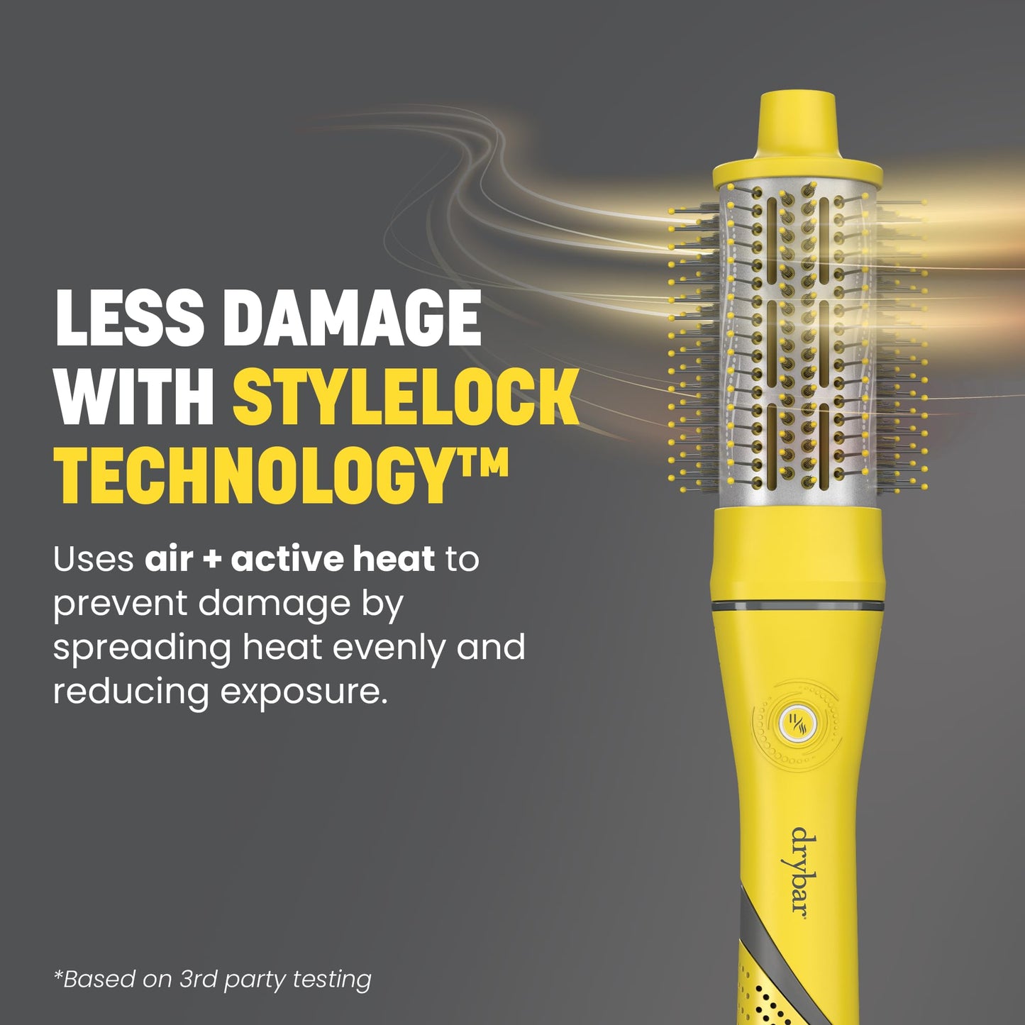 Premium ceramic round brush attachment option for creating voluminous salon-grade blowouts at home.