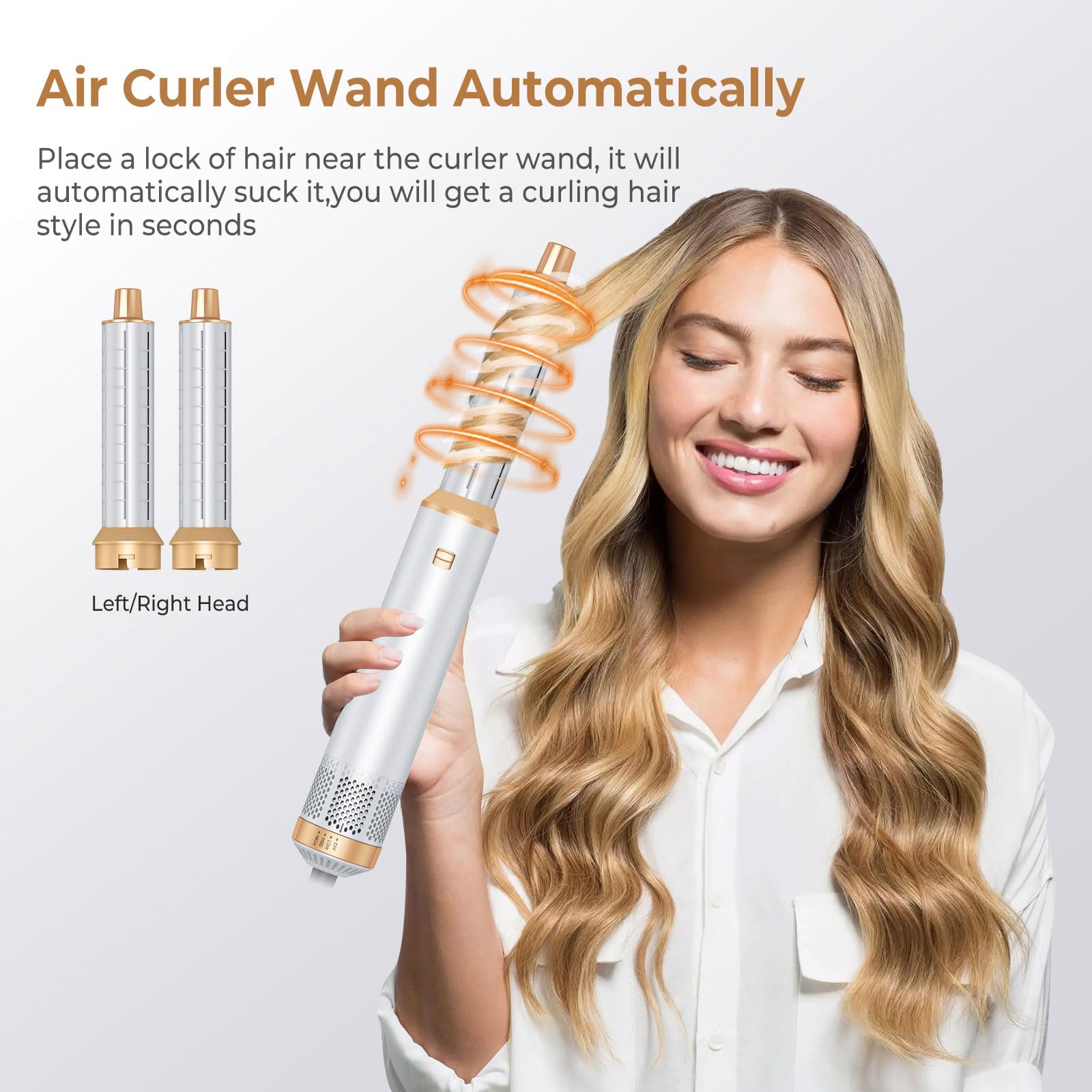 Generica negative ion hair dryer brush set showing the main power handle and magnetic connection point.