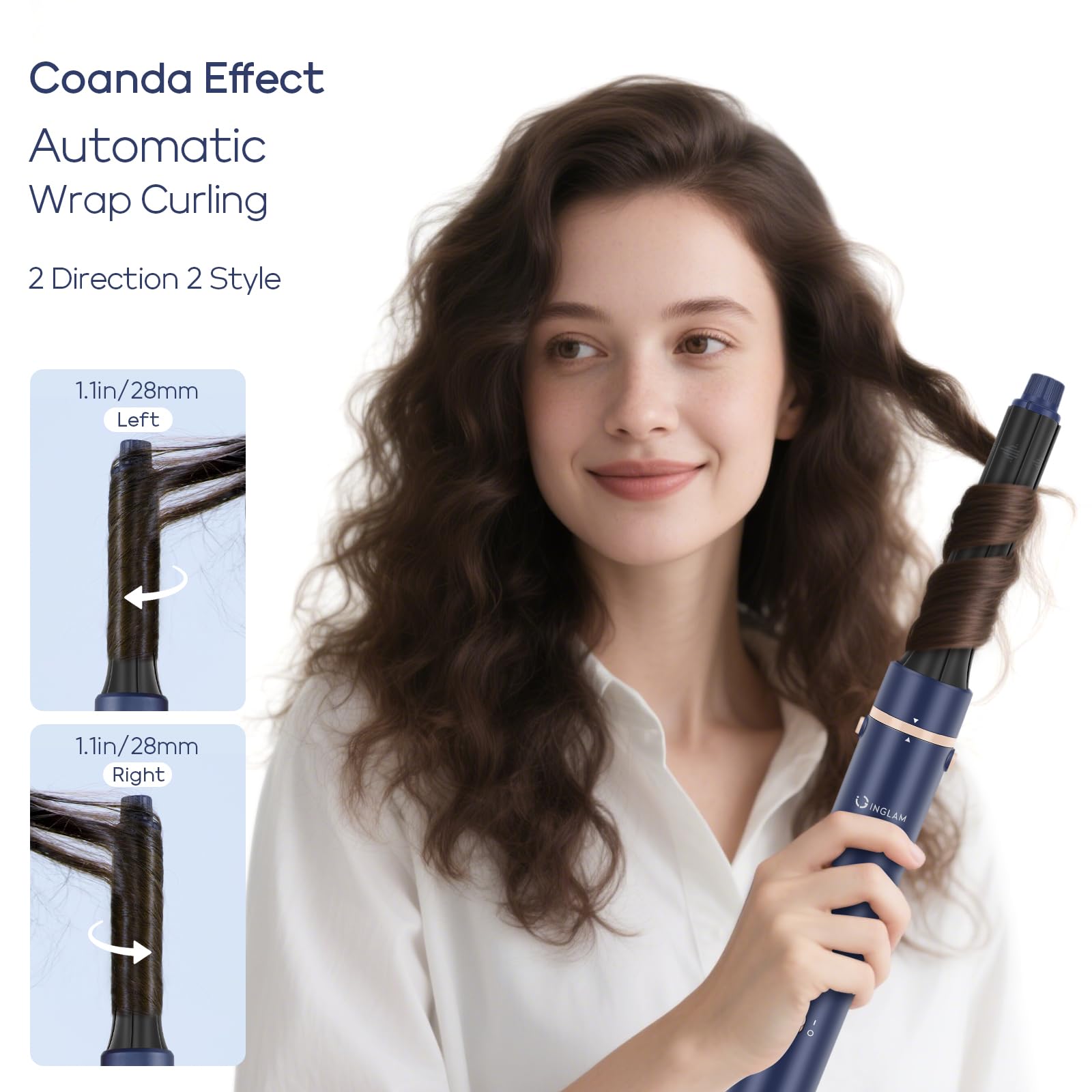 Six interchangeable styling attachments included with the IG INGLAM Prussian Blue hair styling set.