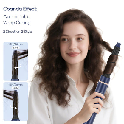Six interchangeable styling attachments included with the IG INGLAM Prussian Blue hair styling set.