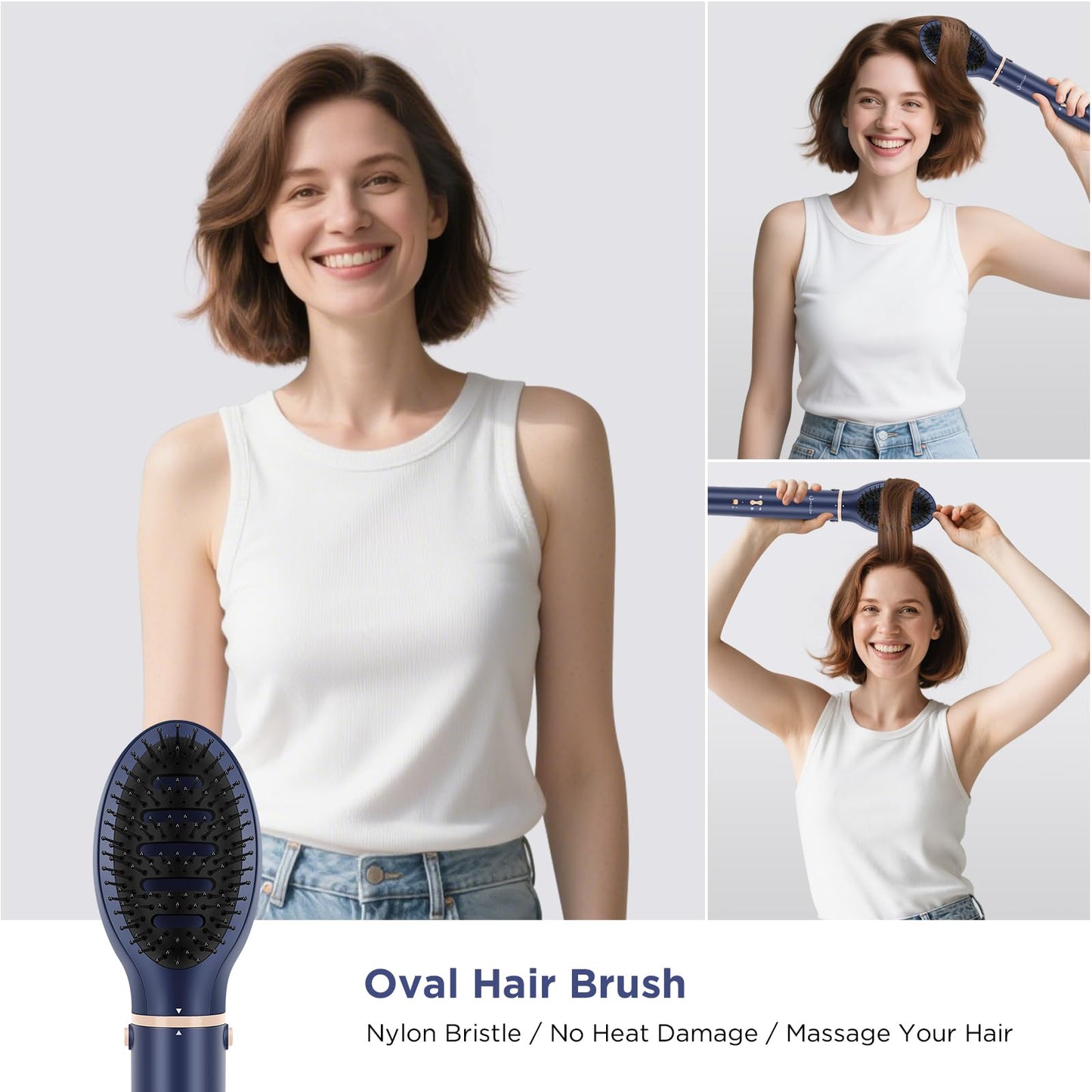 Close up view of the 43mm round volumizing brush attachment from the premium hairdressing kit.