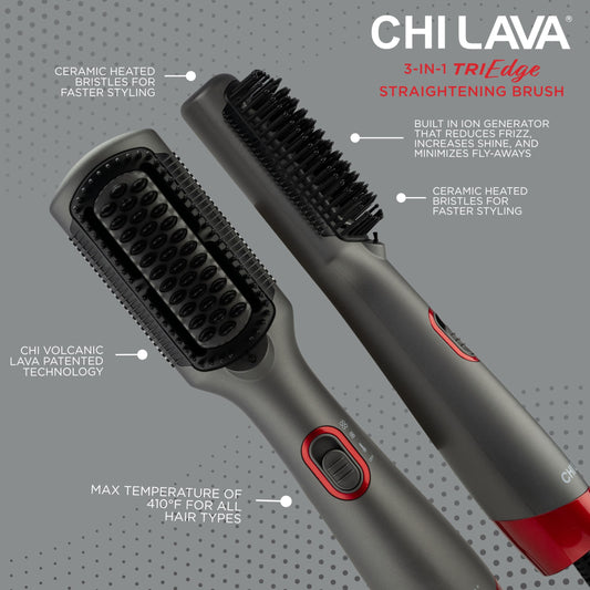 CHI 3-in-1 hair straightener dryer comb volcanic ceramic bristles
