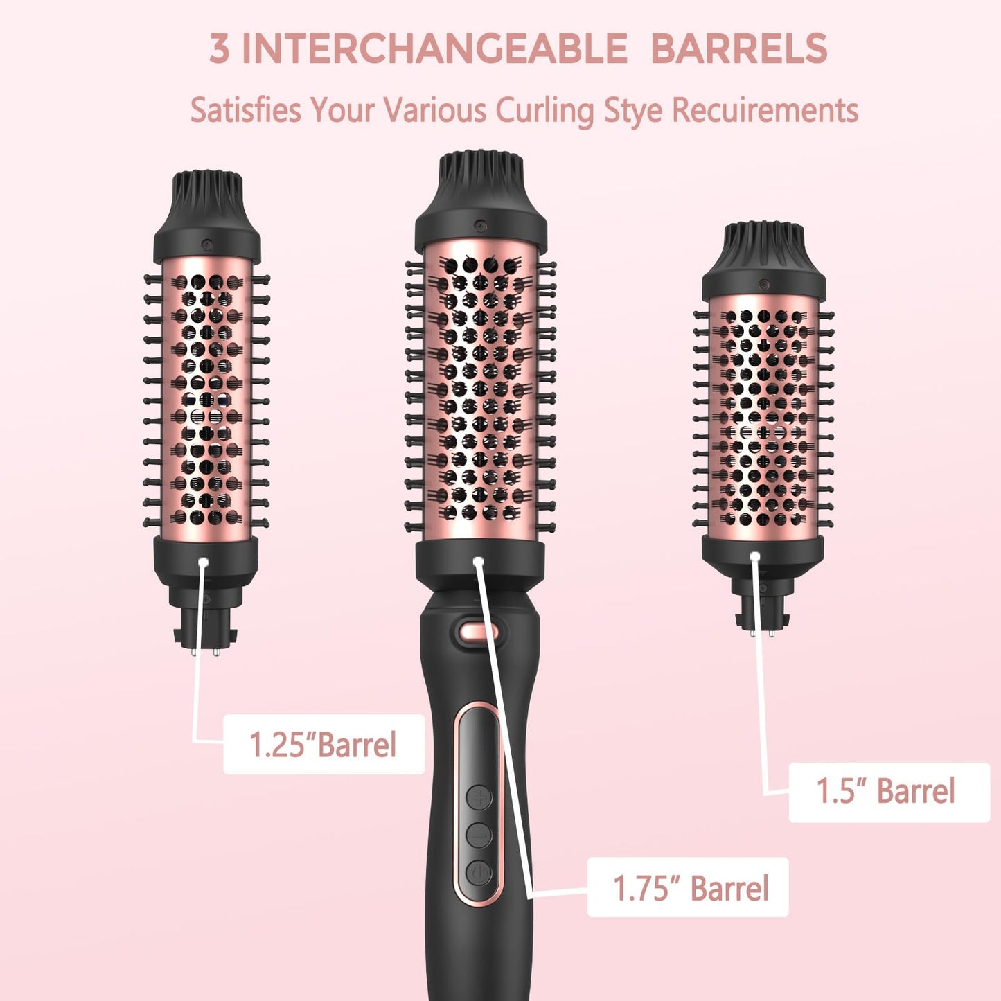 Atopskins 3 in 1 interchangeable curling iron set in pink color lifestyle shot