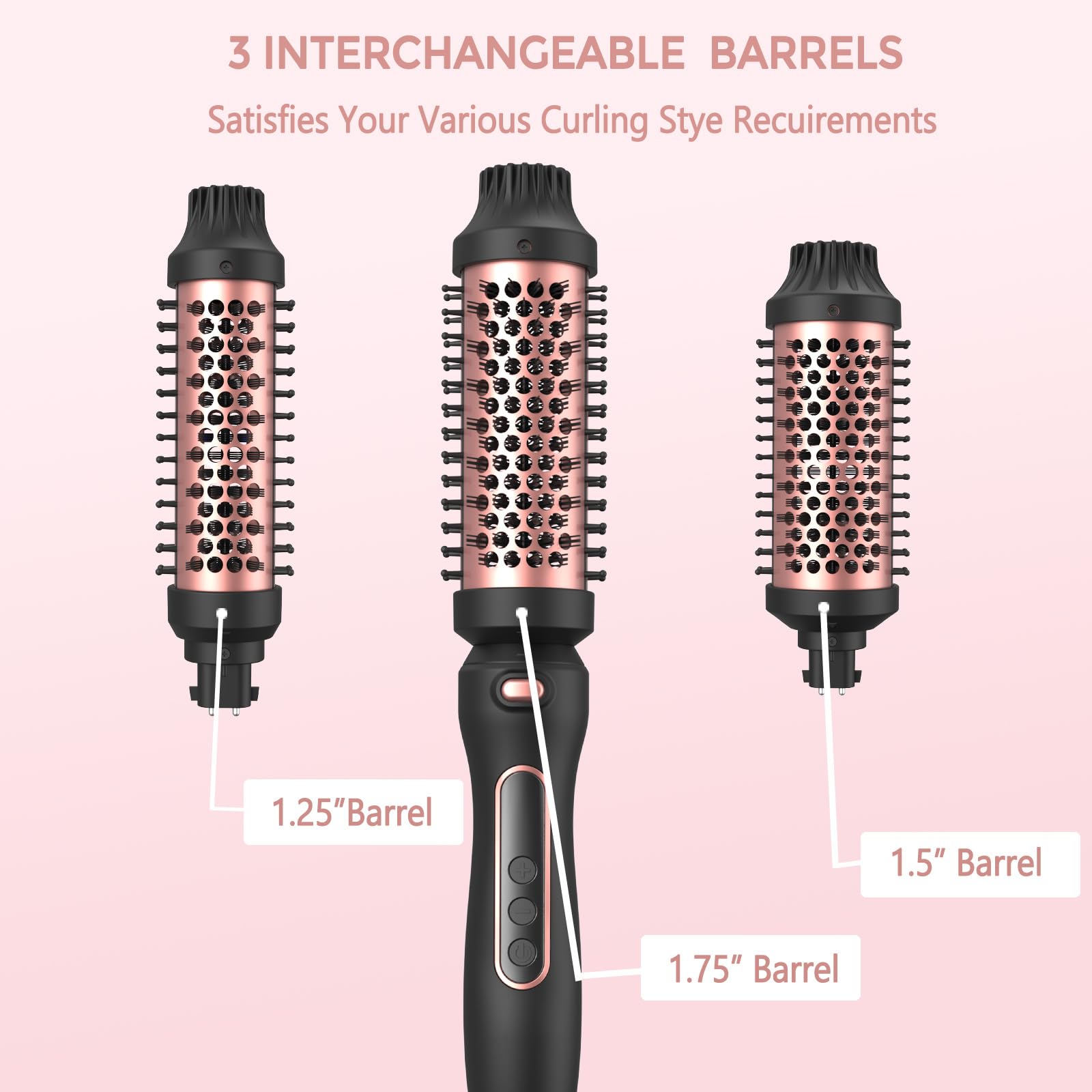 Atopskins 3 in 1 interchangeable curling iron set in pink color lifestyle shot