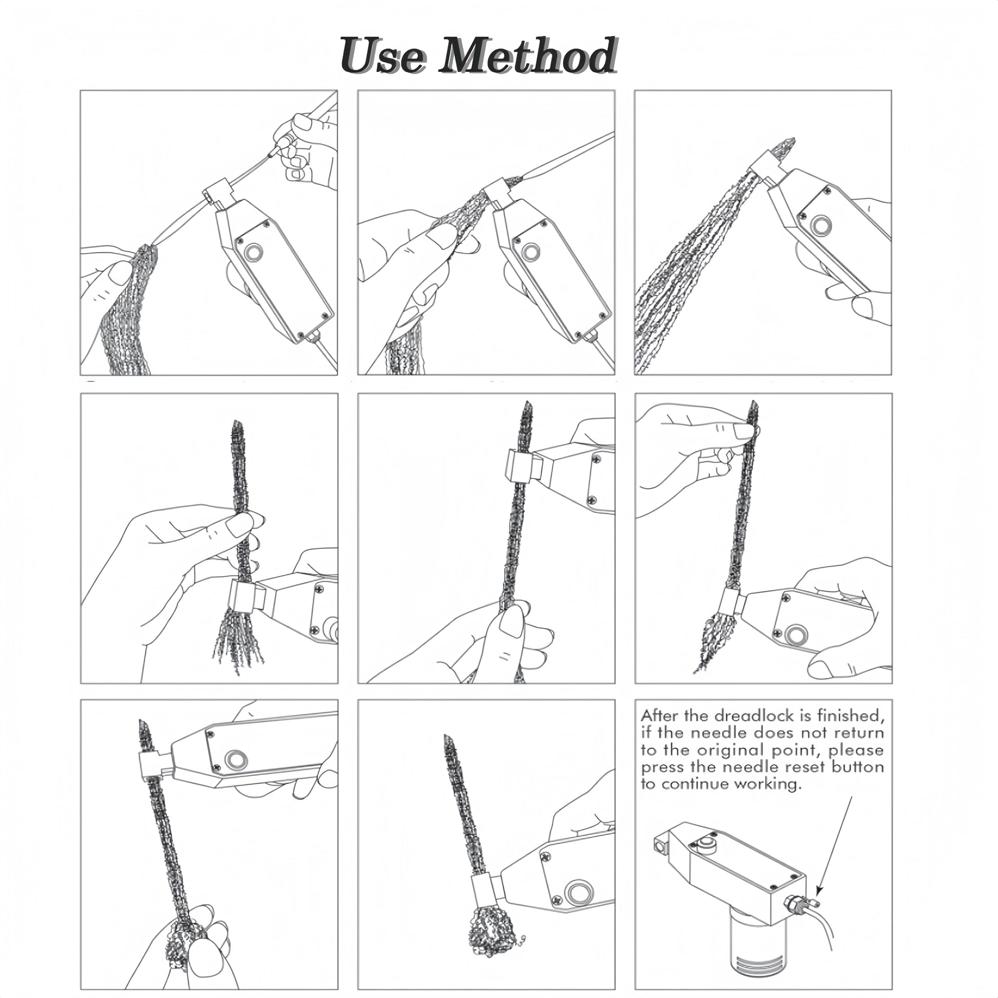 Complete DIY dreadlock machine kit with all components arranged together.