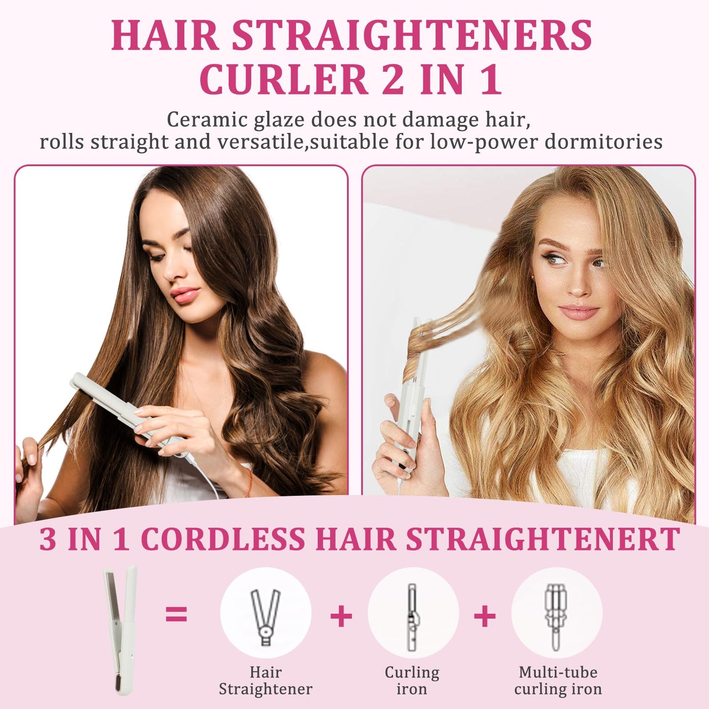 DENTAISyn 2-in-1 curling wand and straightener plates close up highlighting the sleek design.