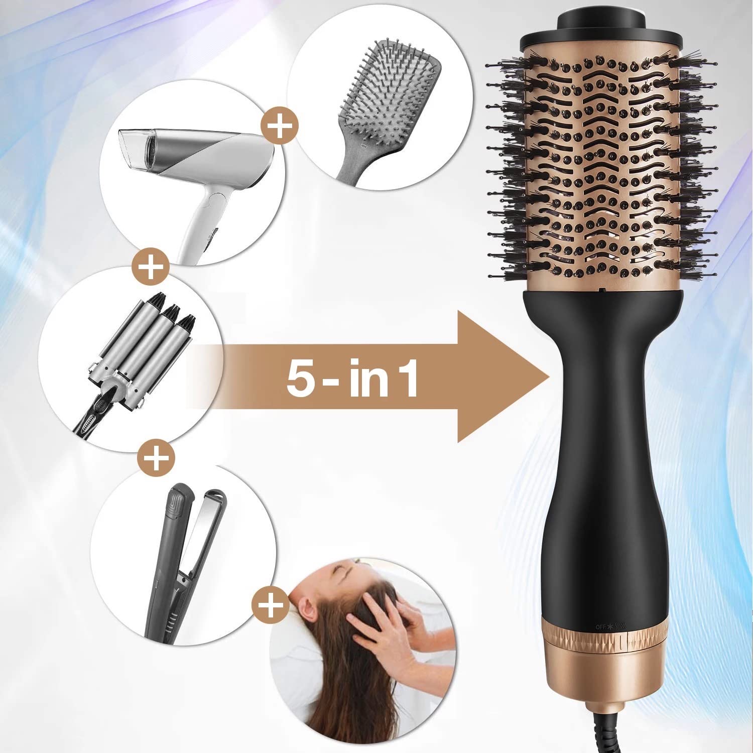 Imported Jonik Beauty hair volumizer tool demonstrating the 360-degree swivel power cord.