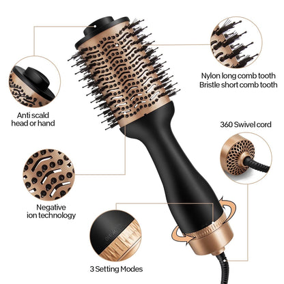 Jonik Beauty professional blow dryer brush showcasing the ergonomic cool-touch handle design.