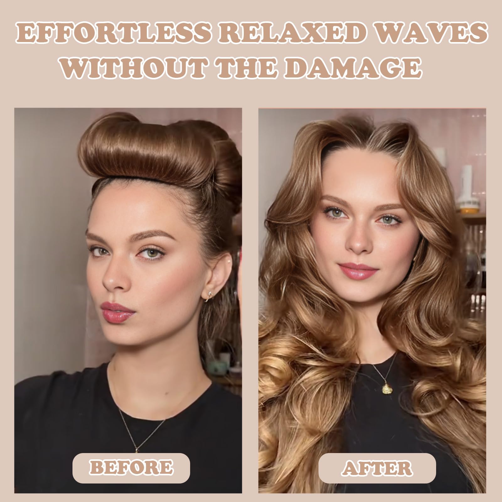 Close up of the soft velvet material and secure metal hooks on the overnight blowout rods