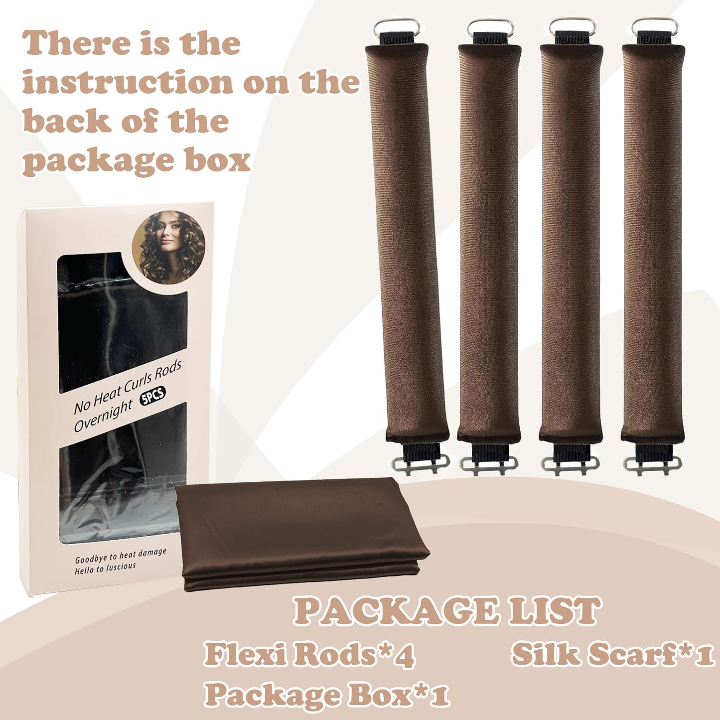Infographic showing the elastic core flexibility of the no heat hair curling rods
