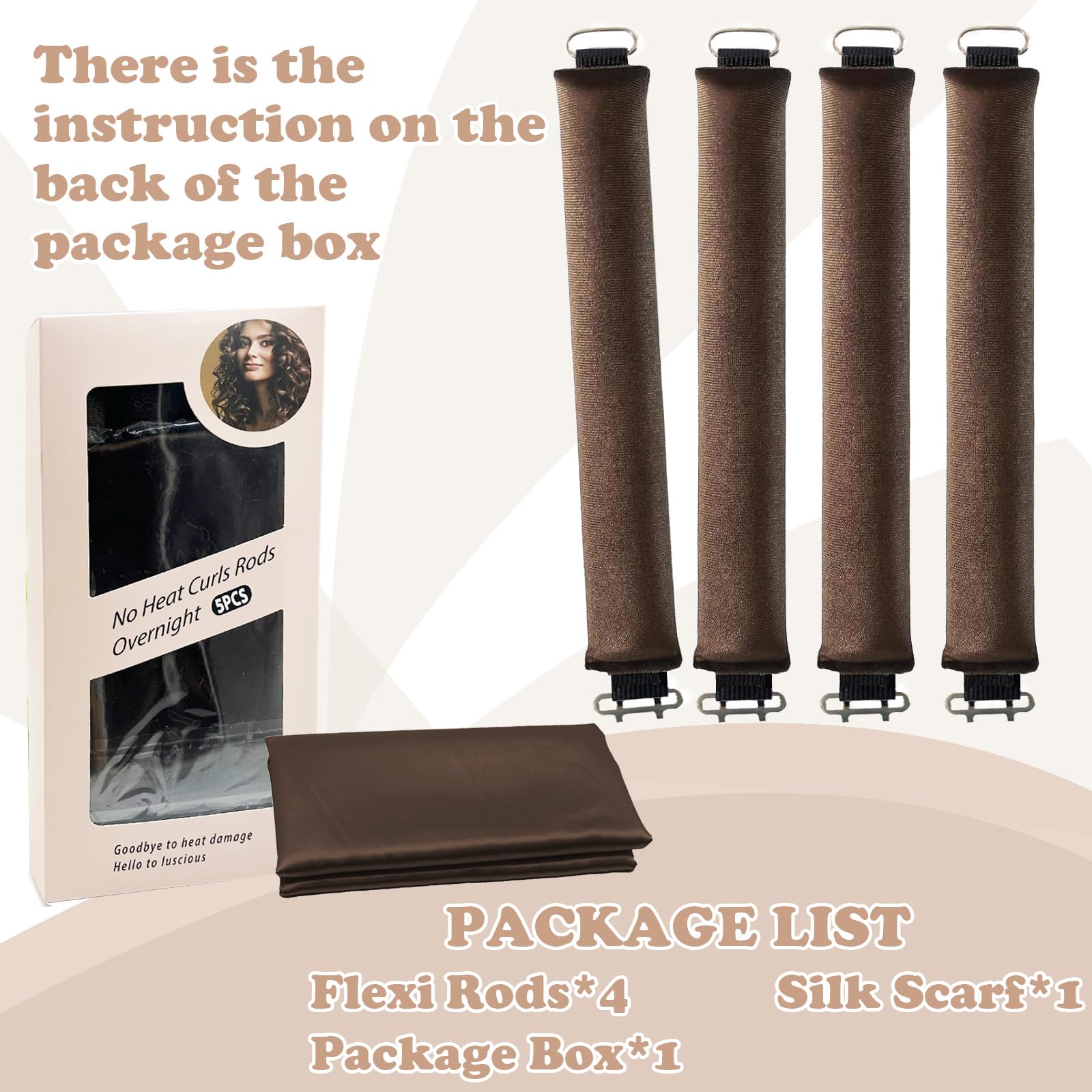 Infographic showing the elastic core flexibility of the no heat hair curling rods