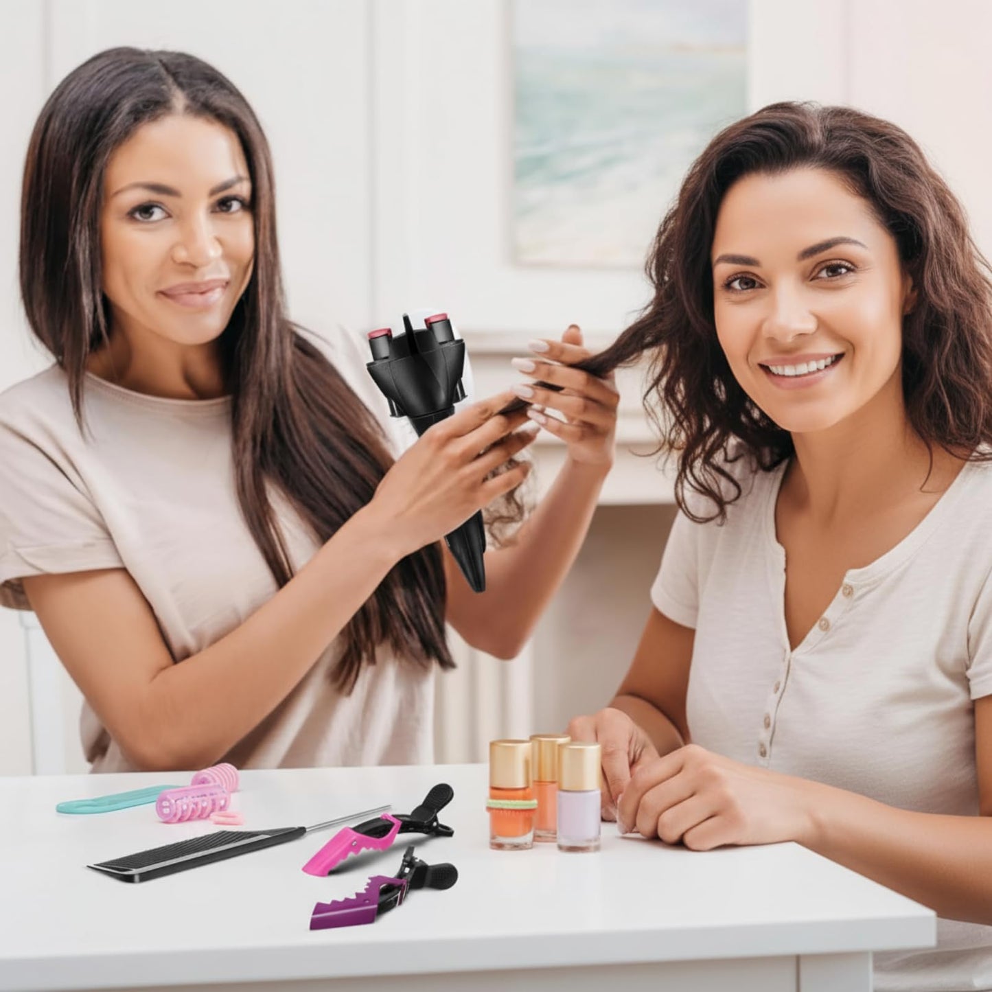 Honoson automatic hair twister tool packaging and included contents spread out
