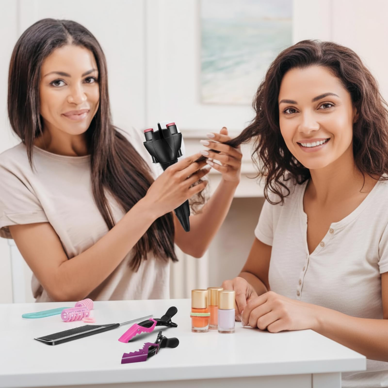 Honoson automatic hair twister tool packaging and included contents spread out