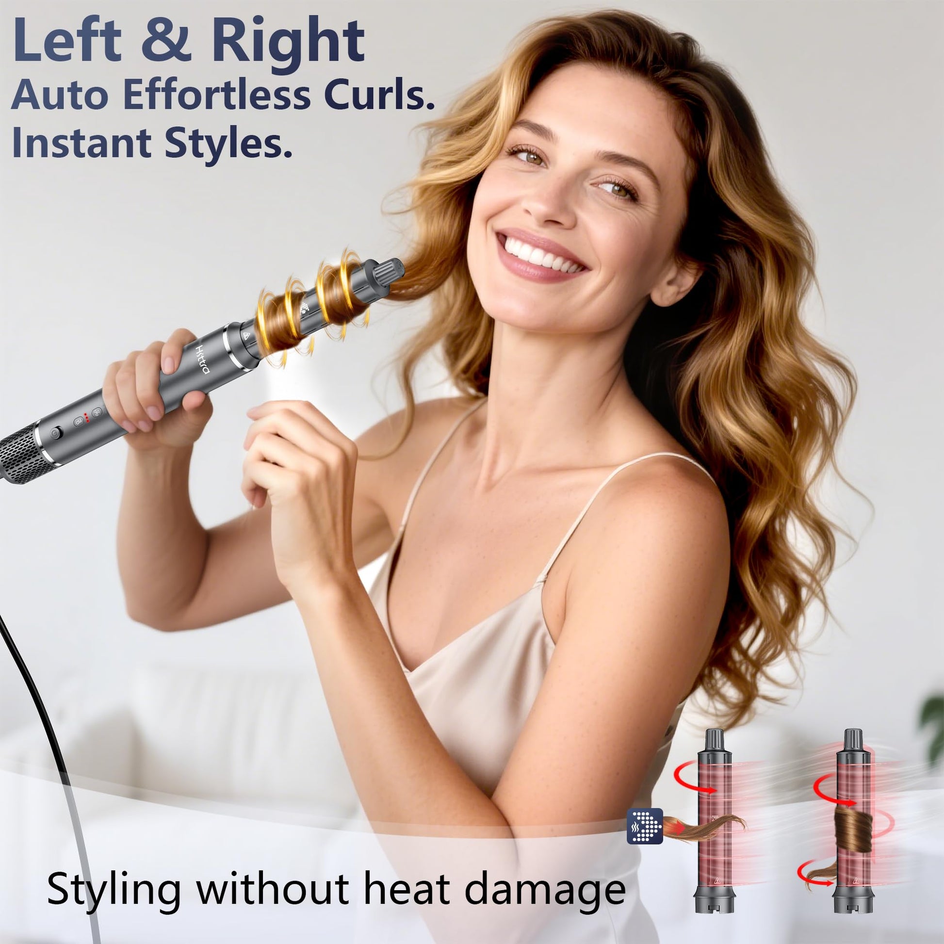 Hittra high speed hair dryer brush showing the volumizing oval brush accessory unattached.